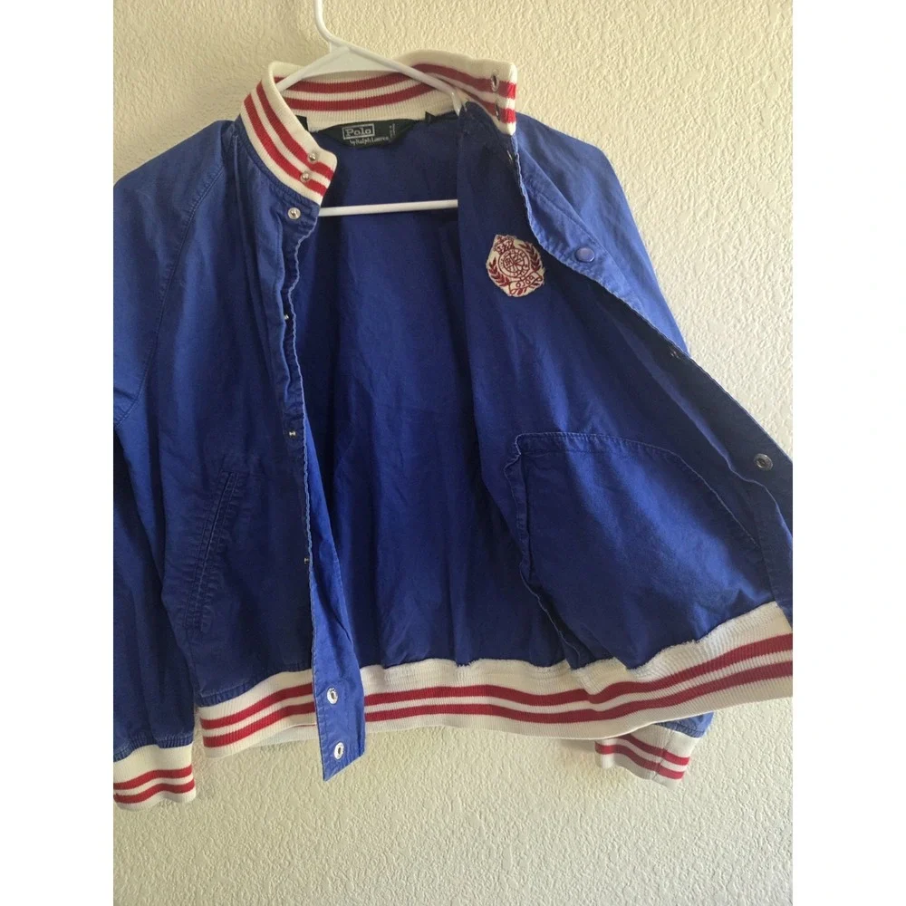 Polo Ralph Lauren Large Crest Embroidered Vintage 90s Varsity Jacket Sz M Youth